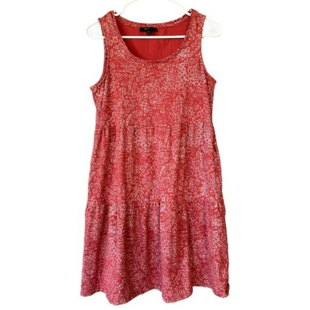 Frye Faded Bandana Red Floral Pattern Tank Tiered‎ Dress Womens M